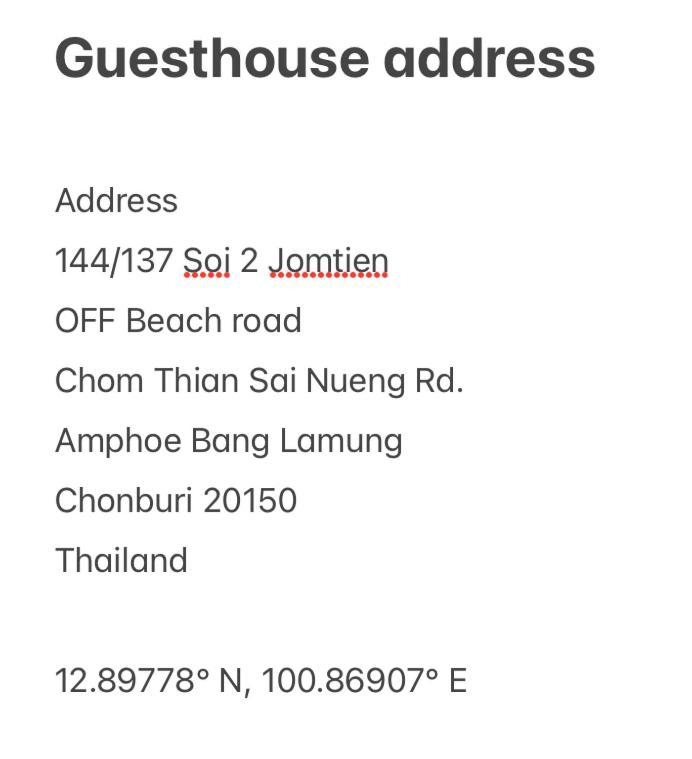 Pluemchai Guesthouse Jomtien Beach Exterior foto